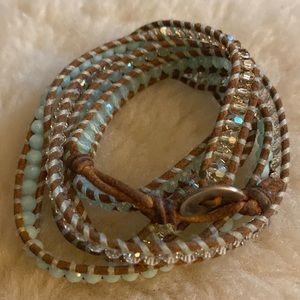 Chan Luu excellent condition Crystal and leather wrap bracelet